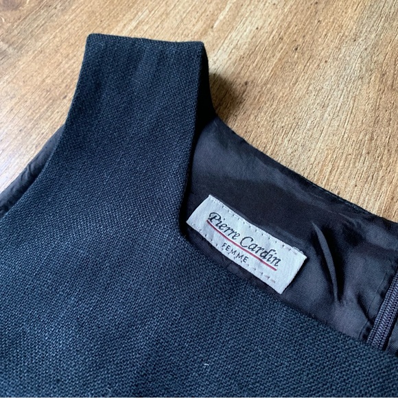 Vintage 80s Pierre Cardin Sheath Dress Black - Picture 3 of 8